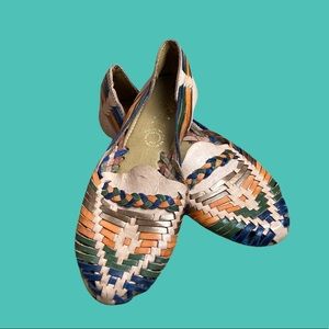 Vintage woven bohemian southwestern leather shoes ✨